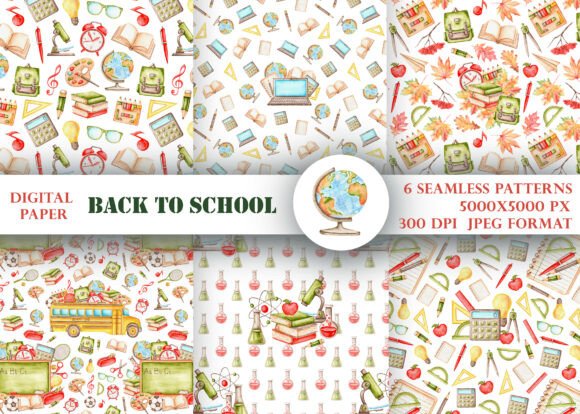 Download School Seamless Patterns, Digital Paper. - Digital paper Collection