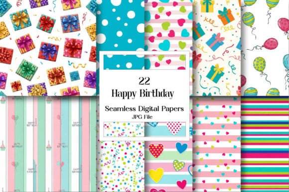 Download Happy Birthday Digital Paper Set - Digital paper Collection