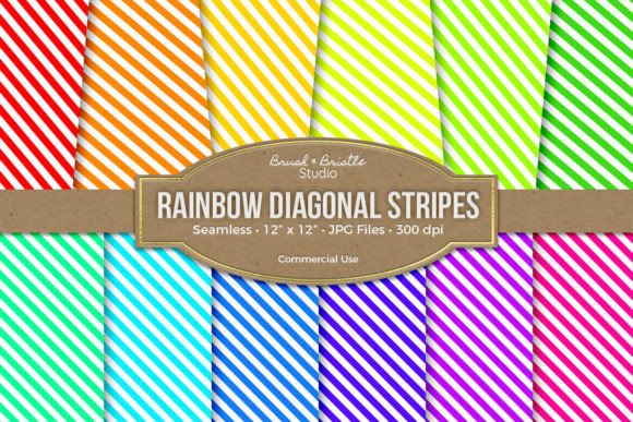 Download Rainbow Diagonal Stripes Digital Paper - Digital paper Collection