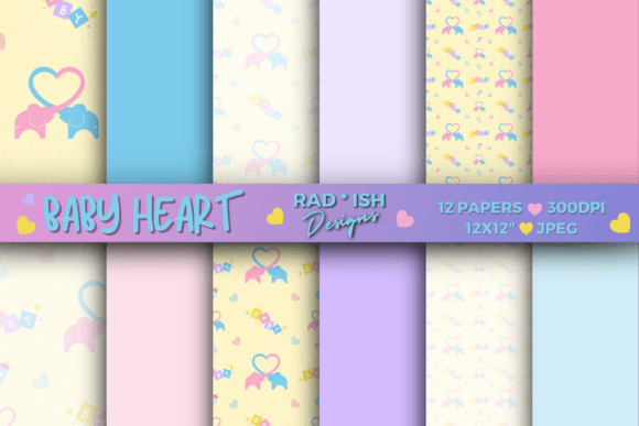 Download Baby Heart 12-Pc Digital Paper Pack - Digital paper Collection