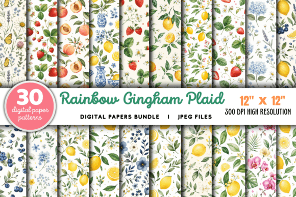 Download Rainbow Gingham Plaid Digital Papers - Digital paper Collection