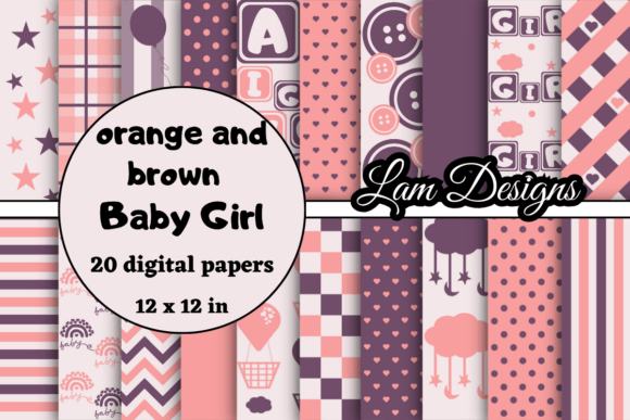 Download Orange and Brown Baby Girl Digital Paper - Digital paper Collection