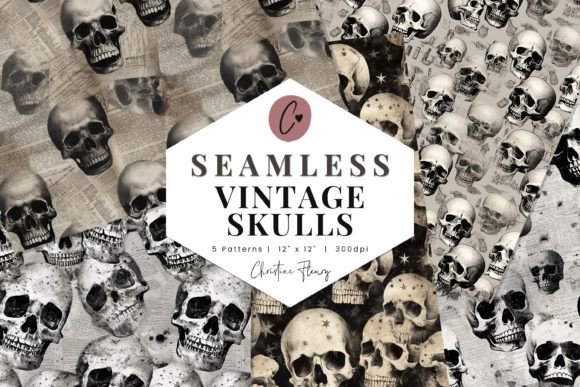 Download Vintage Skulls Digital Paper Mini Pack - Digital paper Collection