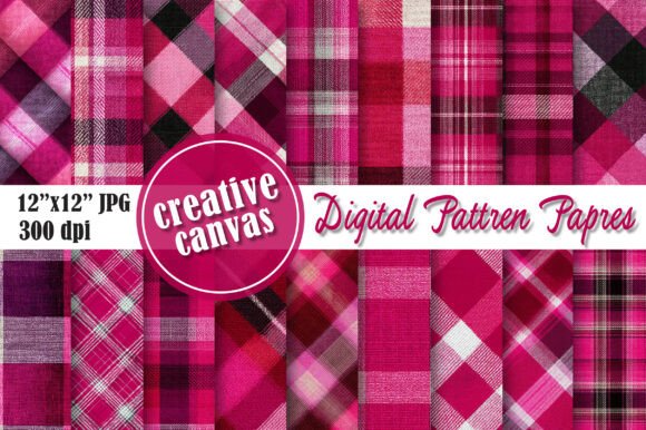 Download Hot Pink Plaid Digital Paper Bundle - Digital paper Collection
