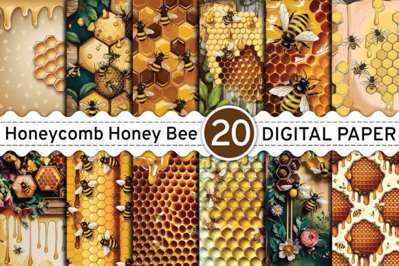 Download Honeycomb Honey Bee Digital Papers - Digital paper Collection