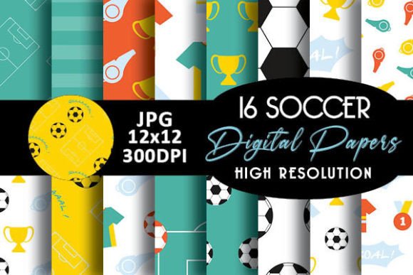 Download Mint and Orange Soccer Digital Papers - Digital paper Collection