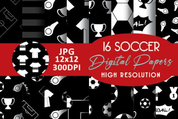 Download Black and White Soccer Digital Papers - Digital paper Collection