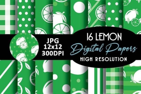 Download Green Lemon Digital Papers Patterns - Digital paper Collection