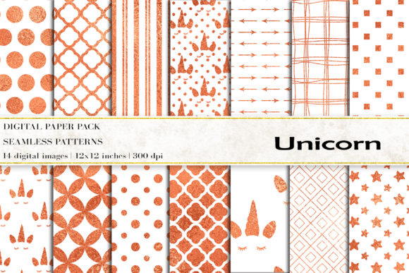 Download Rose Gold Unicorn Digital Papers - Digital paper Collection