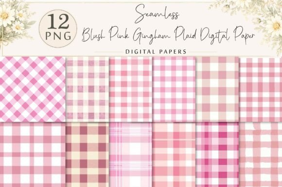 Download Blush Pink Gingham Plaid Digital Paper - Digital paper Collection