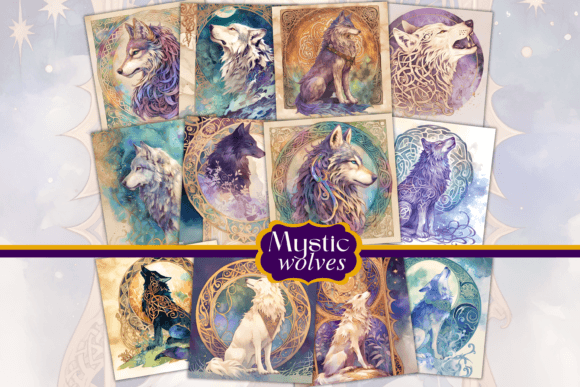 Download Celestial Wolves Digital Papers - Digital paper Collection