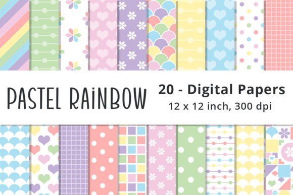 Download Rainbow Color Pastel Digital Paper Pack - Digital paper Collection