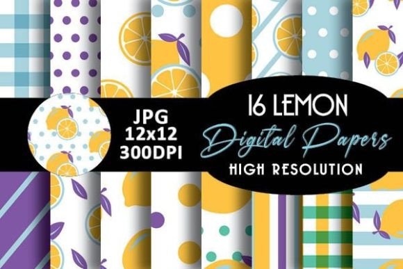 Download Lemon Digital Papers Patterns - Digital paper Collection