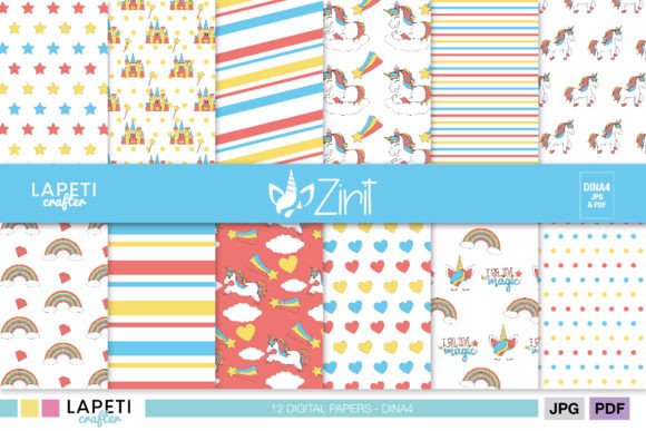 Download Unicorn Digital Paper Pack for Crafting - Digital paper Collection