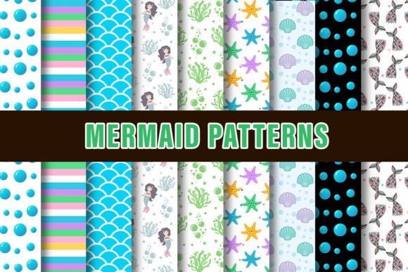 Download Mermaid Digital Papers Patterns - Digital paper Collection