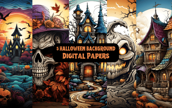 Download 5 Halloween Backgrounds / Digital Papers - Digital paper Collection