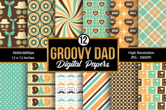 Download Groovy Dad Digital Paper Patterns - Digital paper Collection