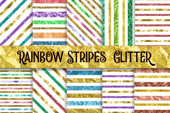 Download Rainbow Stripes Glitter Digital Papers - Digital paper Collection