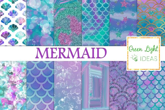 Download Mermaid Digital Papers, Fantasy Textures - Digital paper Collection