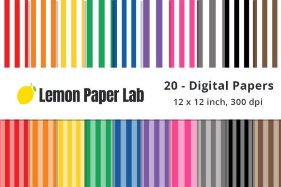 Download Striped Digital Paper - Rainbow Colors - Digital paper Collection