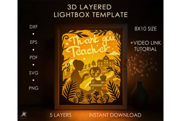 Download Thank You Teacher Lightbox SVG Template - Premium Bundle