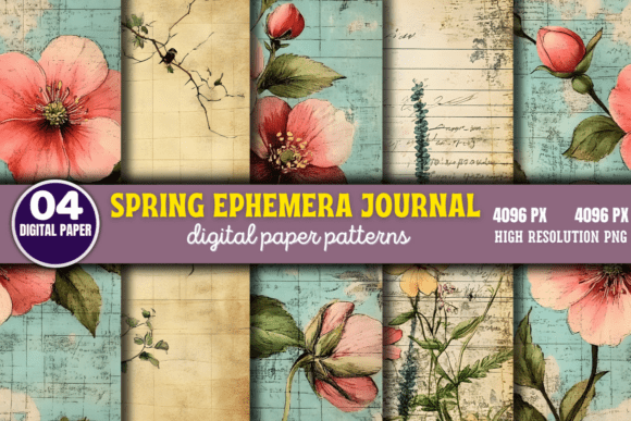 Download Spring Ephemera Journal Digital Paper - Digital paper Collection