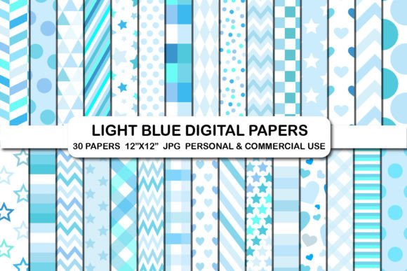 Download Light Blue Digital Papers Background Set - Digital paper Collection