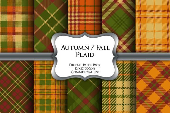 Download Autumn Fall Plaid Digital Paper Pack - Digital paper Collection