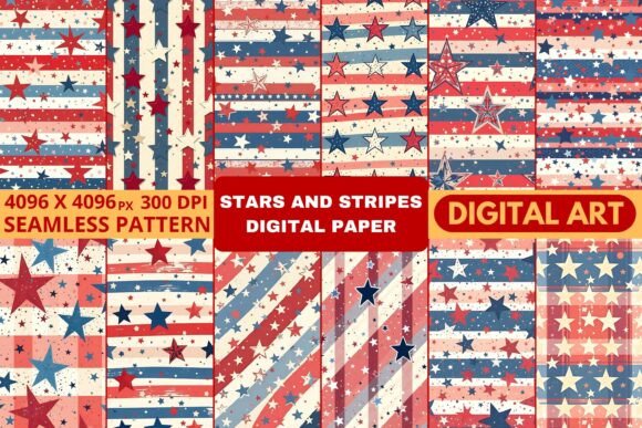 Download Stars and Stripes Digital Paper - Digital paper Collection