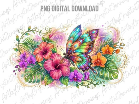 Download Vibrant Tropical Butterfly Floral PNG - Vibrant Collection