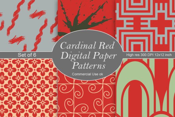 Download Cardinal Red Digital Paper Patterns - Digital paper Collection