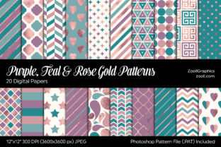 Download Purple, Teal &amp; Rose Gold Digital Papers - Digital paper Collection