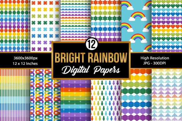 Download Bright Rainbow Colors Digital Papers - Digital paper Collection