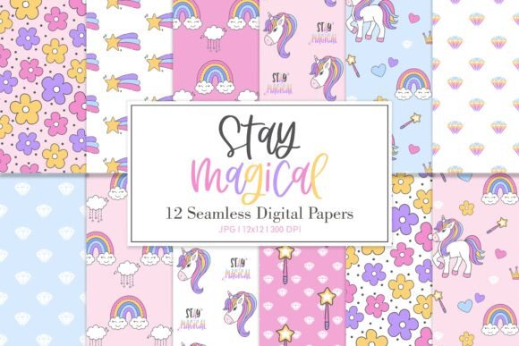 Download Digital Paper Unicorn Stay Magical - Digital paper Collection