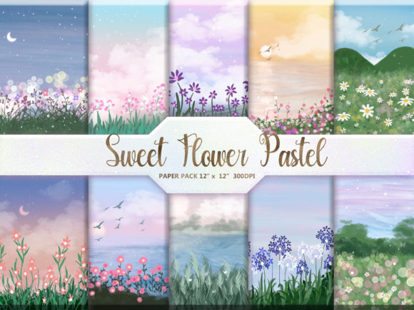 Download Sweet Flower Pastel Digital Paper Pack - Digital paper Collection