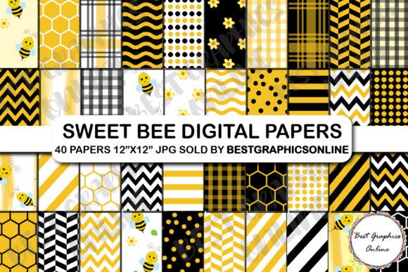 Download Bee Pattern Backgroud Digital Paper Pack - Digital paper Collection