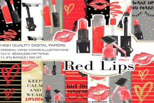 Download Fashion Digital Paper, Red Lips Background - Digital paper Collection