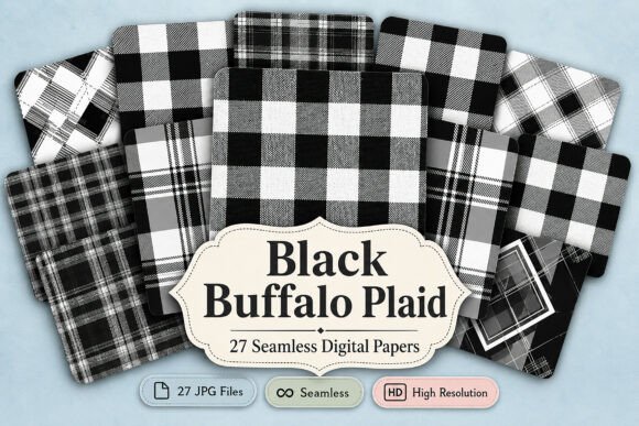 Download Black Buffalo Plaid Digital Paper Bundle - Digital paper Collection