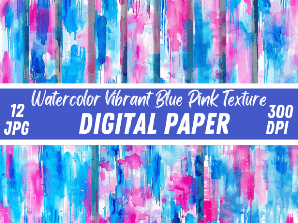 Download Watercolor Vibrant Blue Pink Patterns - Vibrant Collection