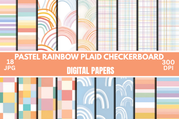 Download Pastel Rainbow Digital Paper Plaid Paper - Digital paper Collection