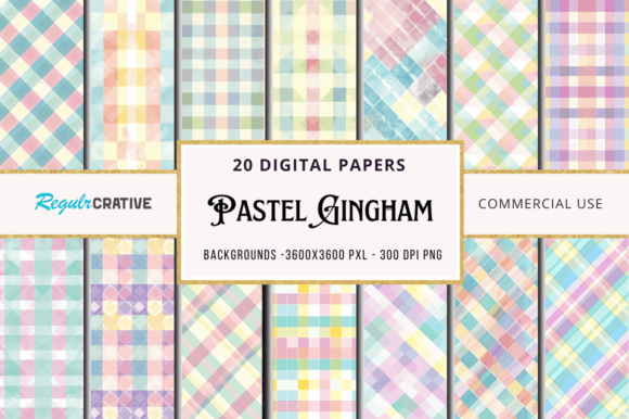 Download Pastel Gingham Digital Papers Bundle - Digital paper Collection