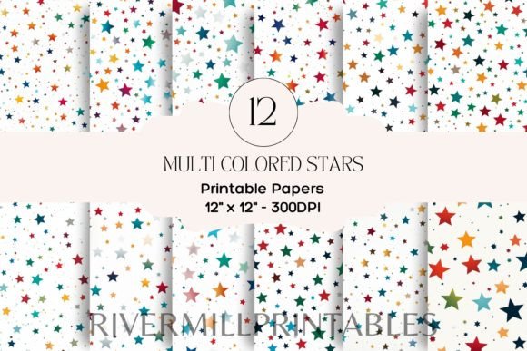 Download Rainbow Stars Digital Paper Pack - Digital paper Collection