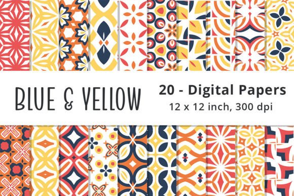 Download Blue, Yellow, Orange &amp; Red Digital Paper - Digital paper Collection