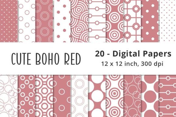 Download Seamless Boho Red Digital Paper Patterns - Digital paper Collection