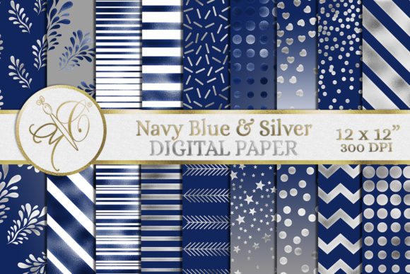 Download Navy Blue and Silver Digital Paper - Digital paper Collection