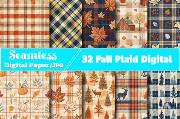 Download Fall Plaid Digital Paper Backgrounds - Digital paper Collection