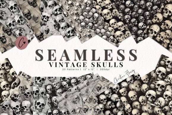 Download Seamless Vintage Skulls Digital Paper - Digital paper Collection