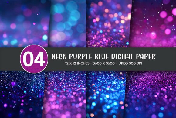Download Neon Purple Blue Digital Paper - Digital paper Collection