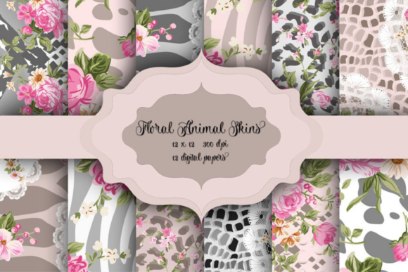 Download Floral Animal Skins Digital Paper - Digital paper Collection