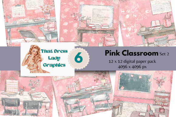 Download Pink Classroom Digital Papers Set 2 PNG - Digital paper Collection